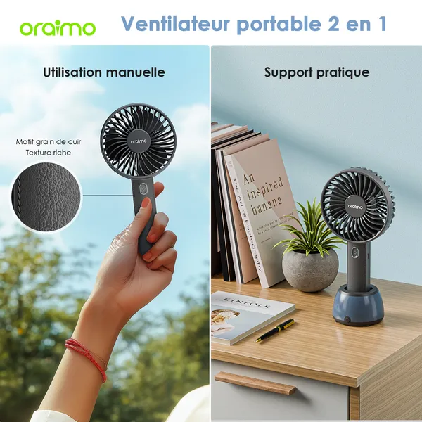 oraimo SmartHandheldfan 2 Ventilateur de table avec base lumineuse